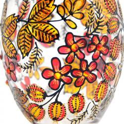 Hand Painted Glass Jar with Lid, Gooseberries, Khokhloma-inspired