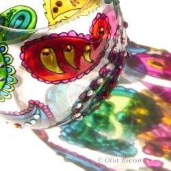 Hand Painted Glass Candle Holder, Multi, Paisley